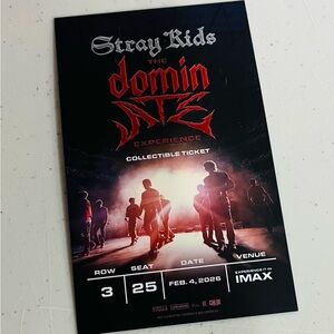 STRAY KIDS THE DOMINATE EXPERIENCE Collectible IMAX Ticket Cinemark NEW